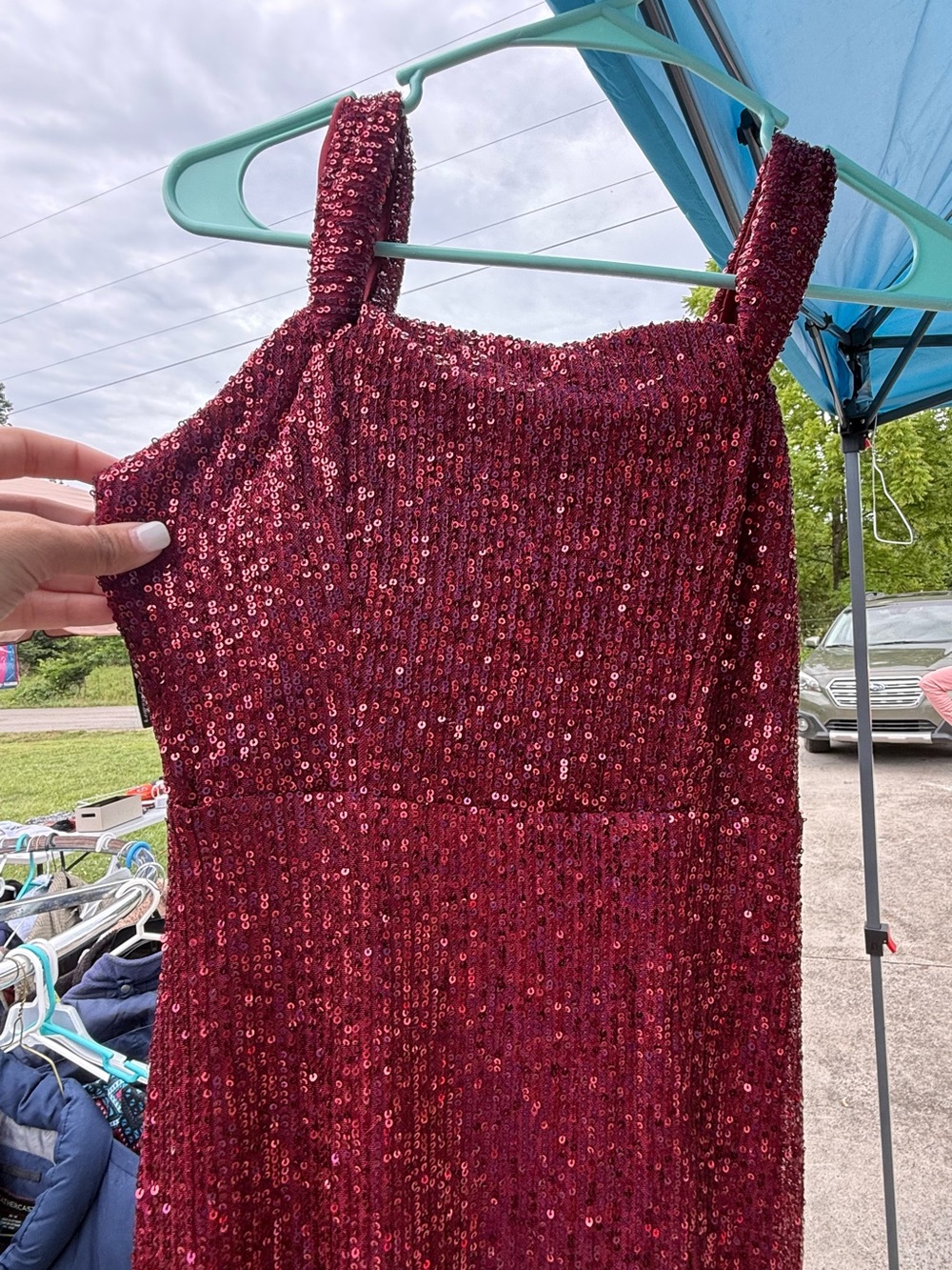 Burgundy Sequin Sleeveless Dress